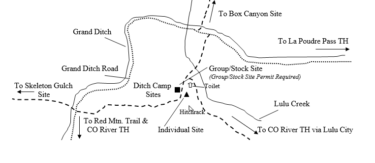 Drawing of Ditch Camp Group Campsite Location