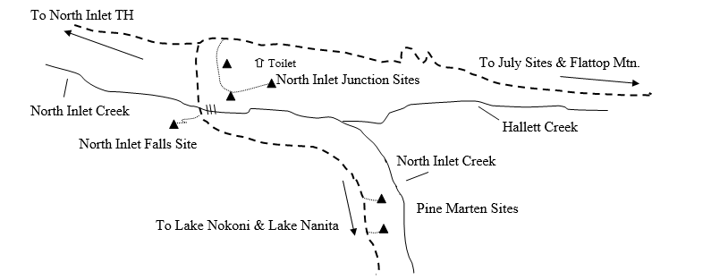 Drawing of North Inlet Falls Campsite Location