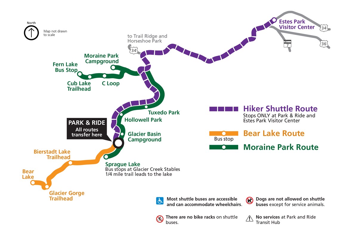 Summer trip Rocky Mountains - RMNP Shuttle Map 2022