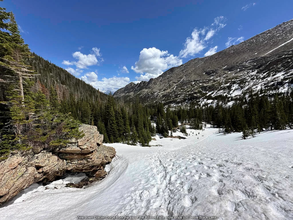 Snow on trail below Black Lake - May 27, 2025 Snow on trail below Black Lake