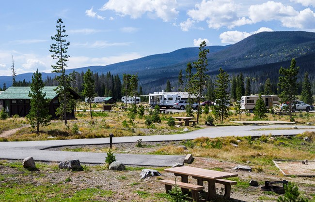 RVs set up in Timber Creek Campground