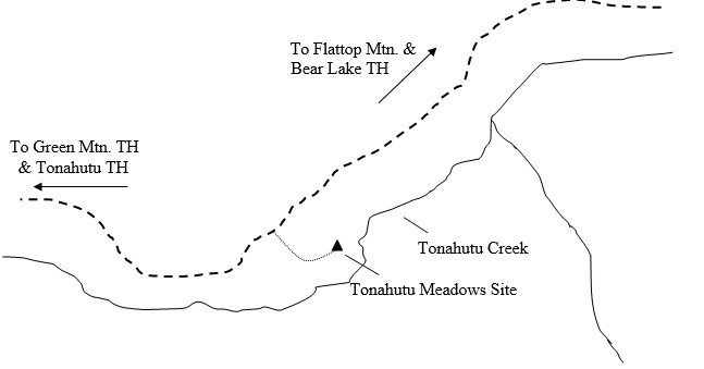 Drawing of Tonahutu Meadows Campsite Location