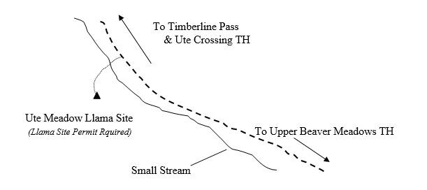 Drawing of Ute Meadow Llama Campsite Location