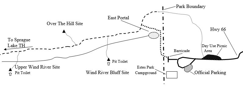Drawing of Wind River Bluff Campsite Location