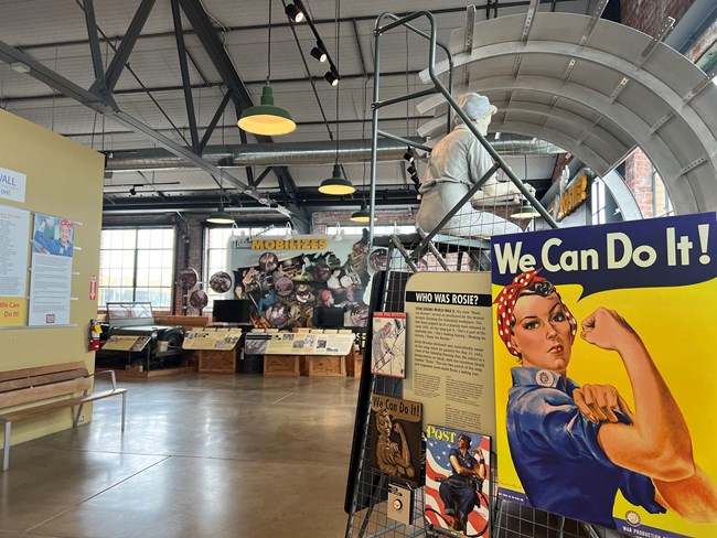 A photo of multiple exhibits in the visitor center.