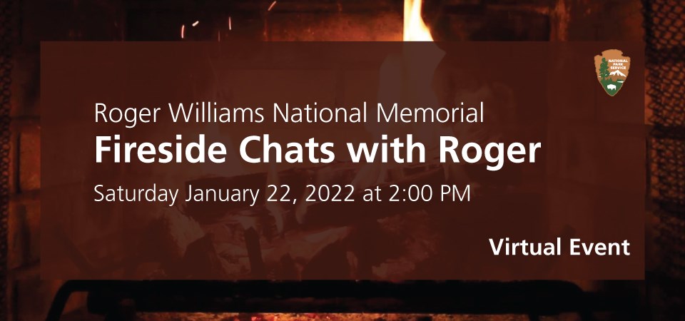 Fireplace with fire going in the background with white text overlaying it