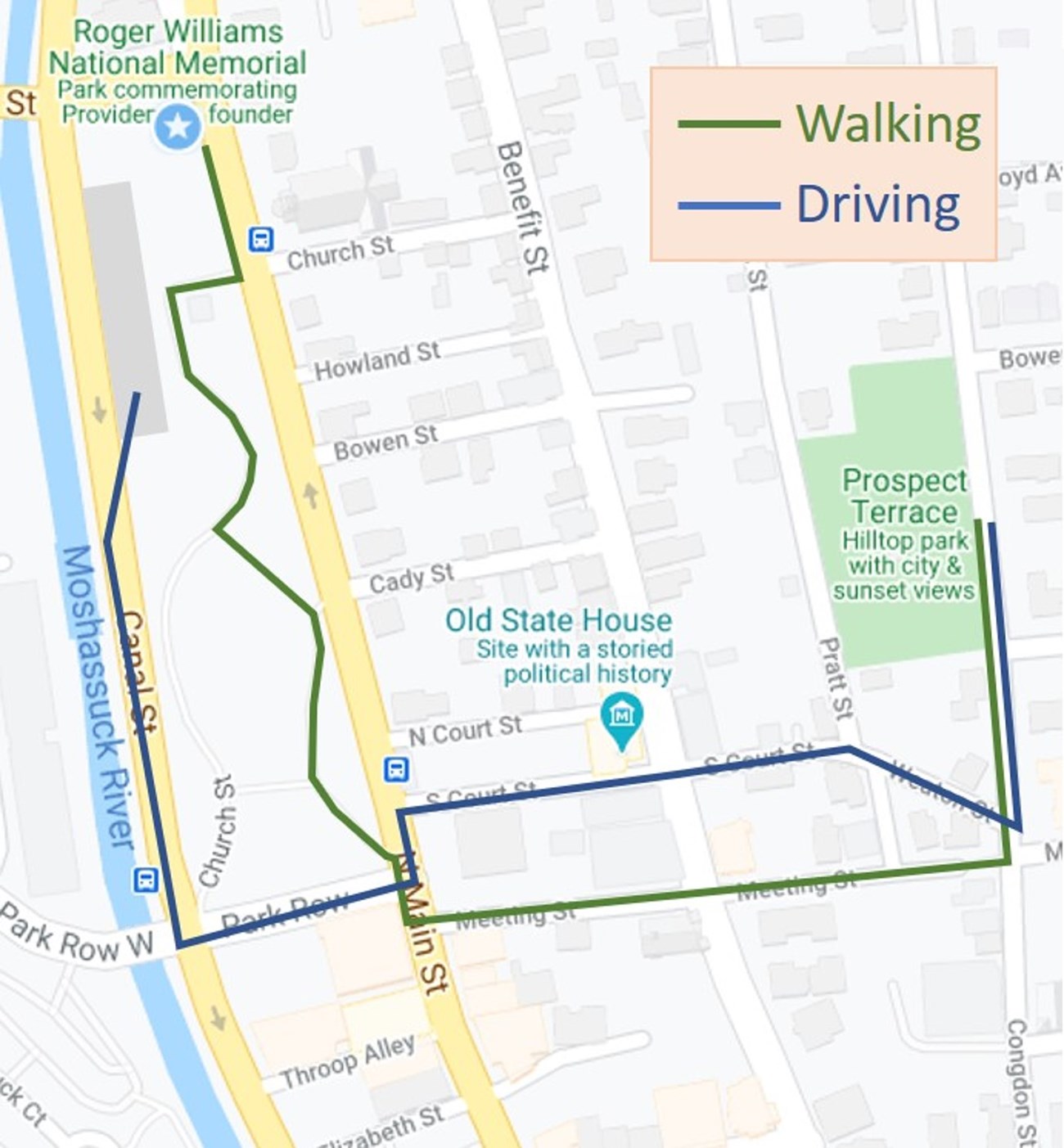 Map of direction to Prospect Terrace