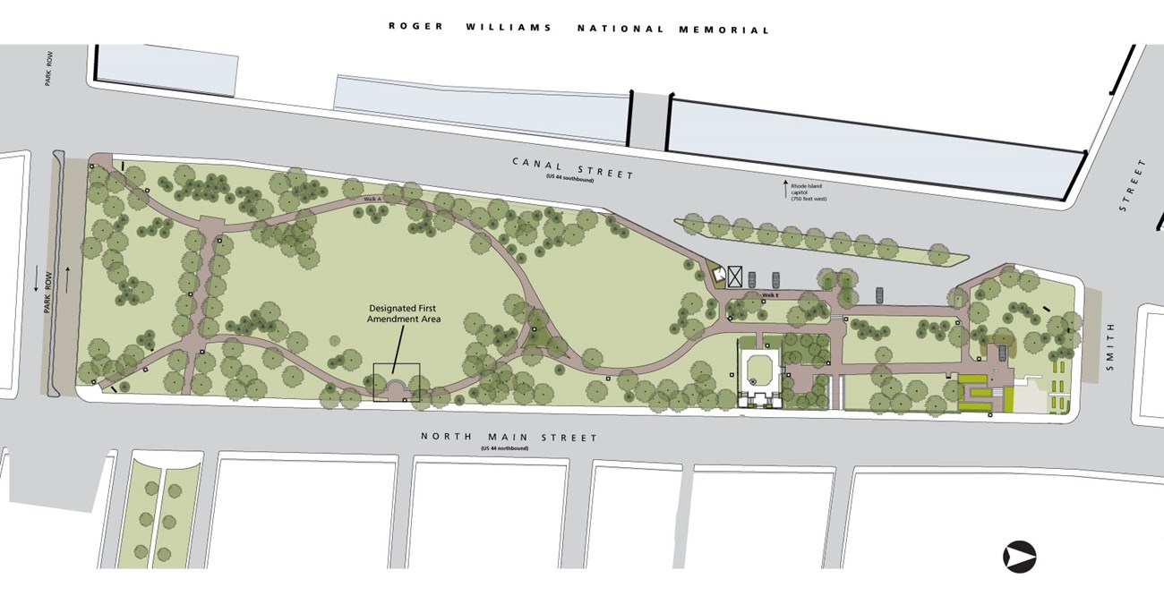 Designated First Amendment area on the Roger Williams National Memorial