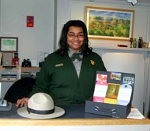 Ranger Sparkle Bryant displays new park passes