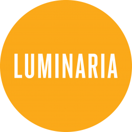 Circular orange logo for Luminaria