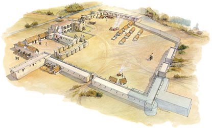 Drawing of Mission Espada's compound