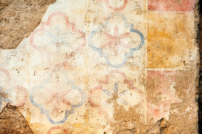 Reproduction of the fresco paintings that decorated the Mission San Jose church.