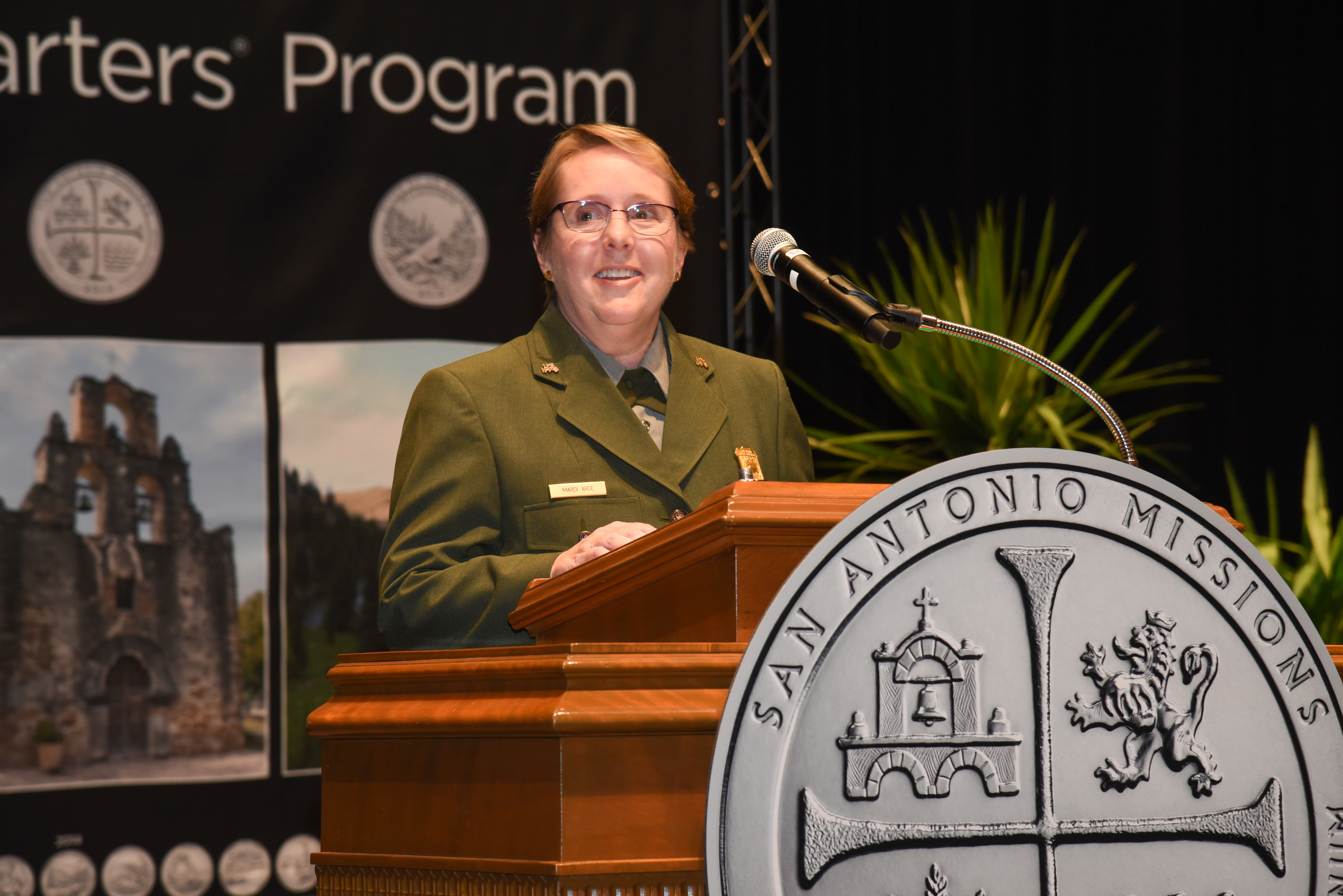 Superintendent Mardi Arce addressing the crowd at the coin ceremony. Superintendent Mardi Arce addressing the crowd at the coin ceremony.