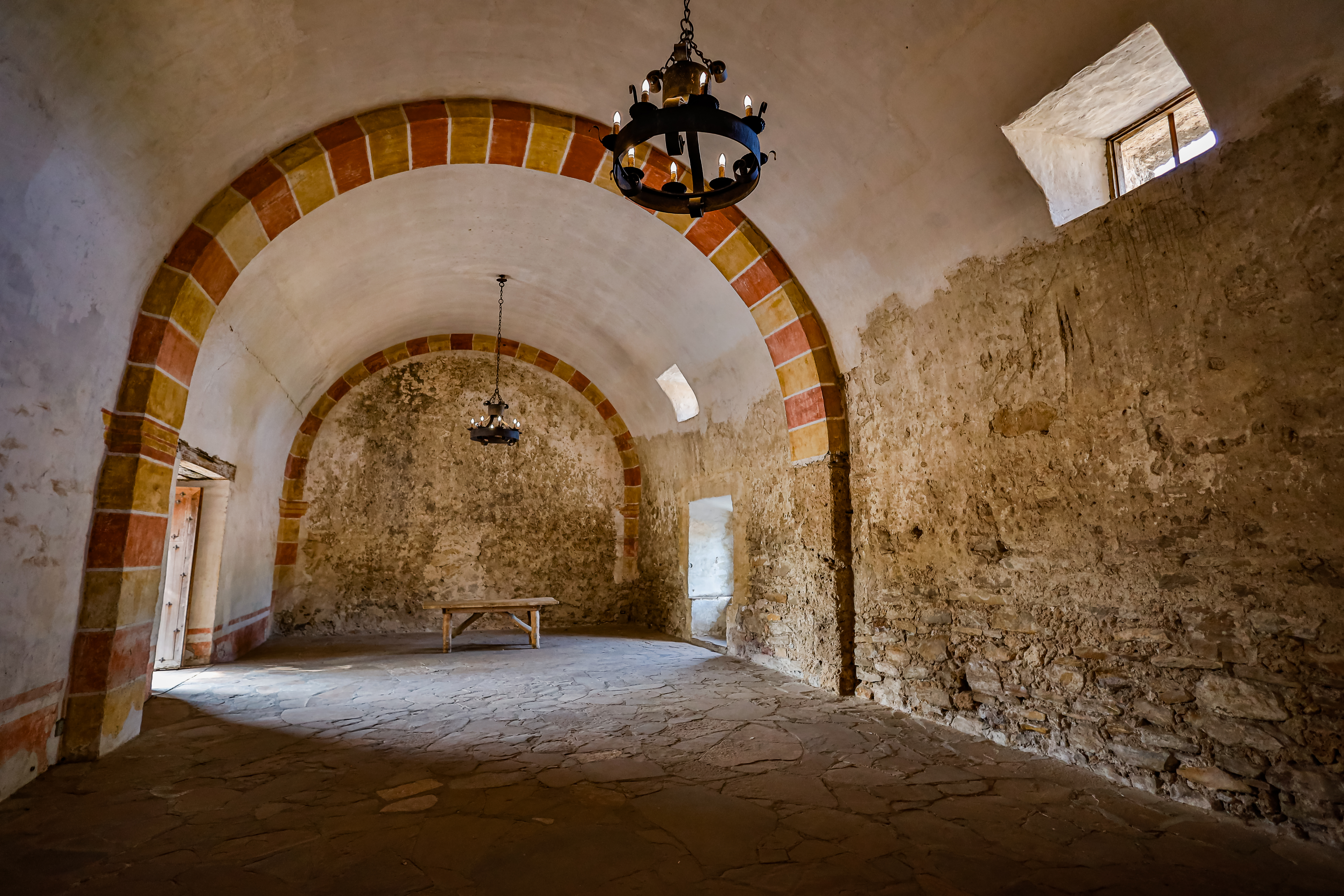 Interior Granary Interior to Granary at mission san jose with arched ceiling