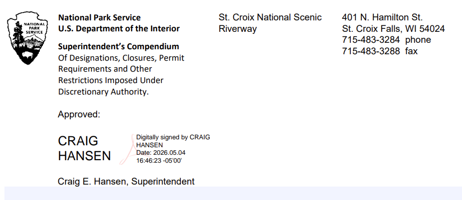 Signature of Superintendent Craig Hansen dated 5/4/2026