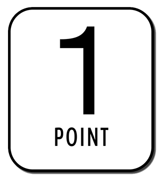 Graphic with the number one and the word points spelled below it