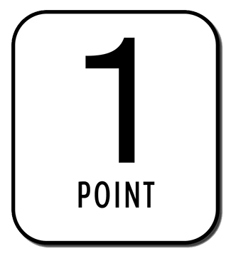 Graphic with the number one and the word points spelled below it