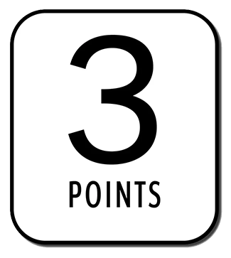 Graphic with the number three and the word points spelled out below it