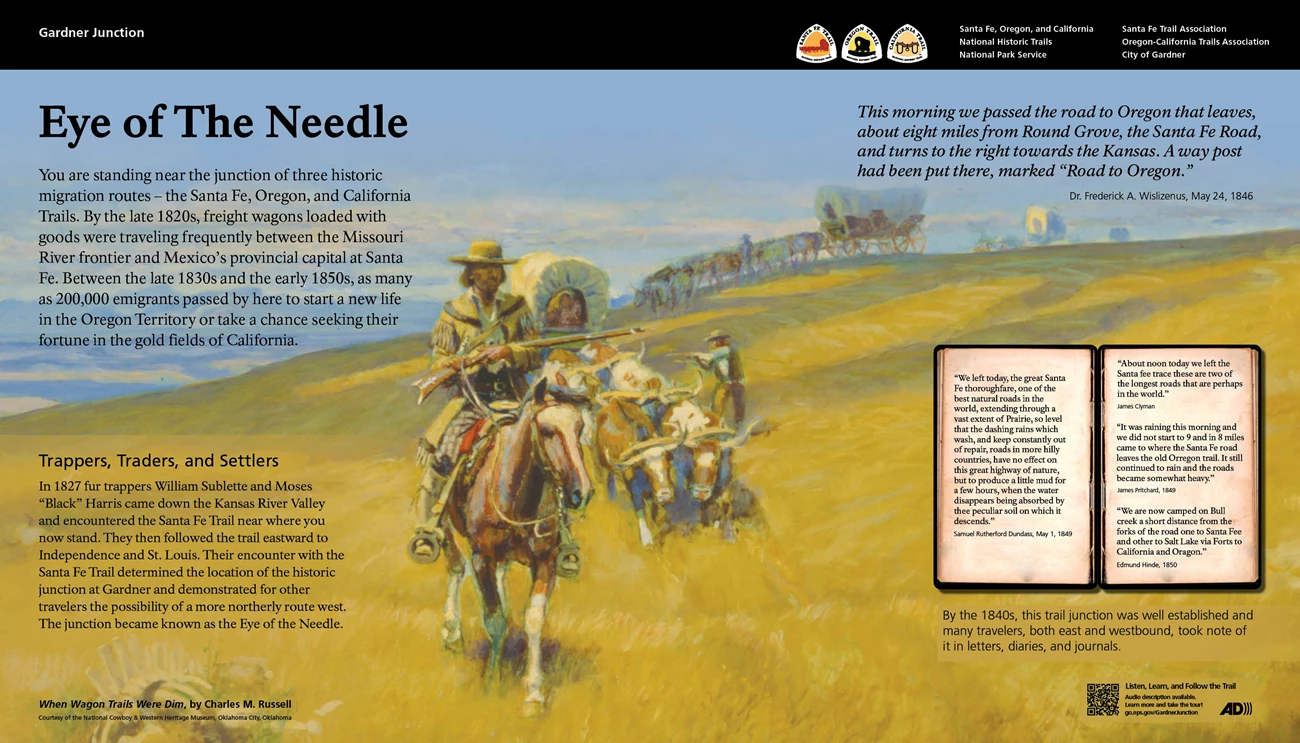 Wayside interpretive exhibit, full audio description is available.