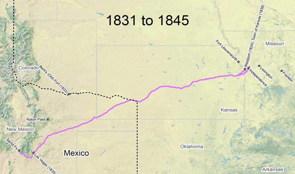 travel the trail map timeline 1821 1845 santa fe national
