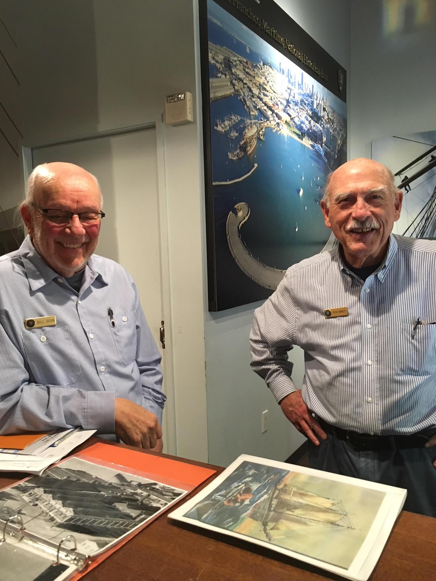 Docents Bill (left) and Pete (right) are pictured in the Visitor Center.