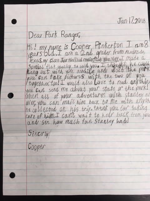 Flat Stanley Response Letter from www.nps.gov