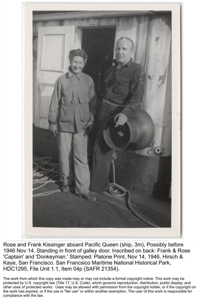 Historic Image of Rose and Frank Kissinger aboard the Pacific Queen