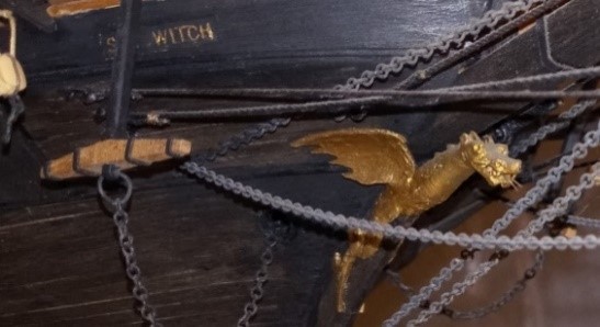 Close-up of a figurehead on model of the clipper ship Sea Witch