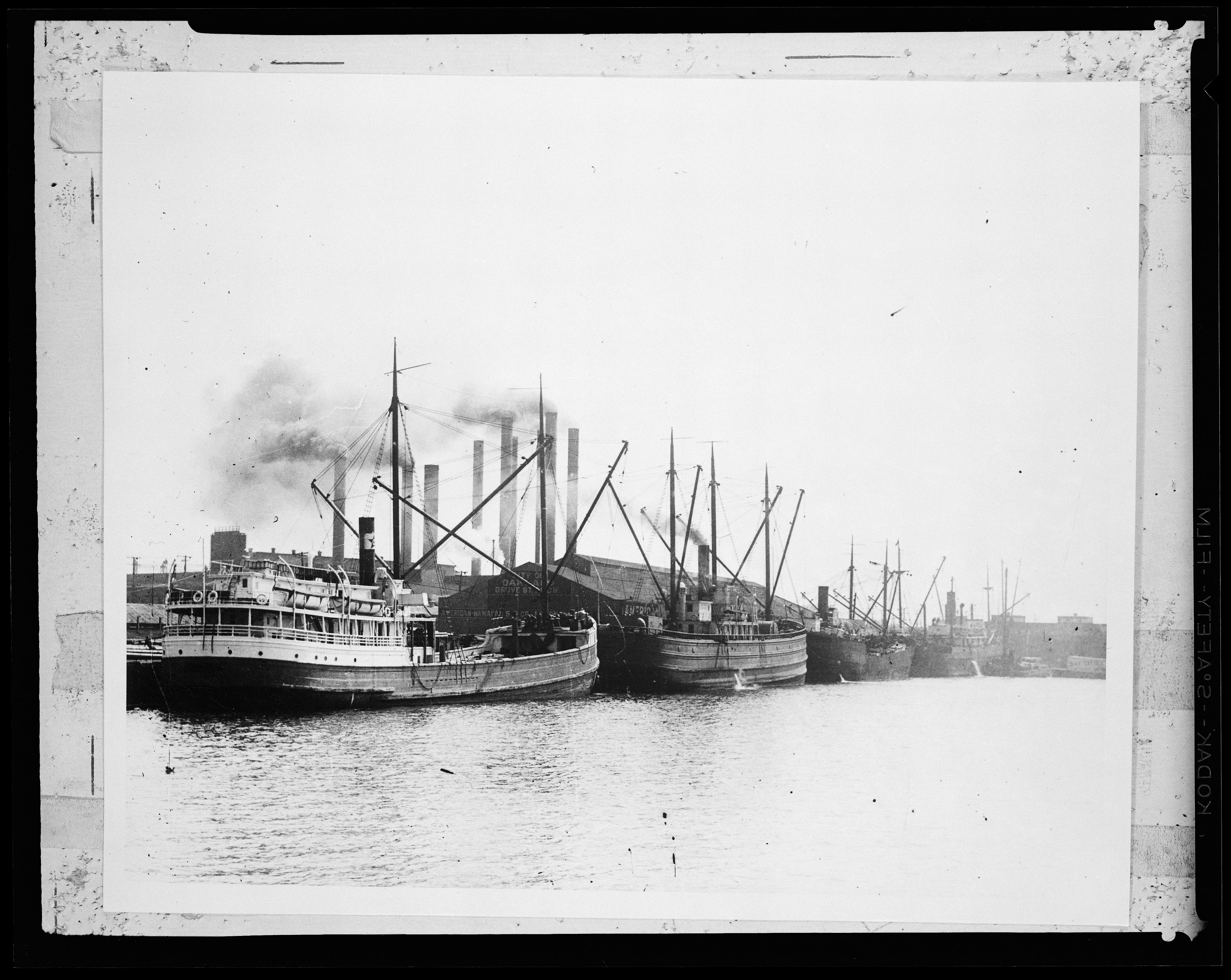 Wapama (built 1915; steam schooner). At Oakland Grove Street Pier, CA, not before 1915