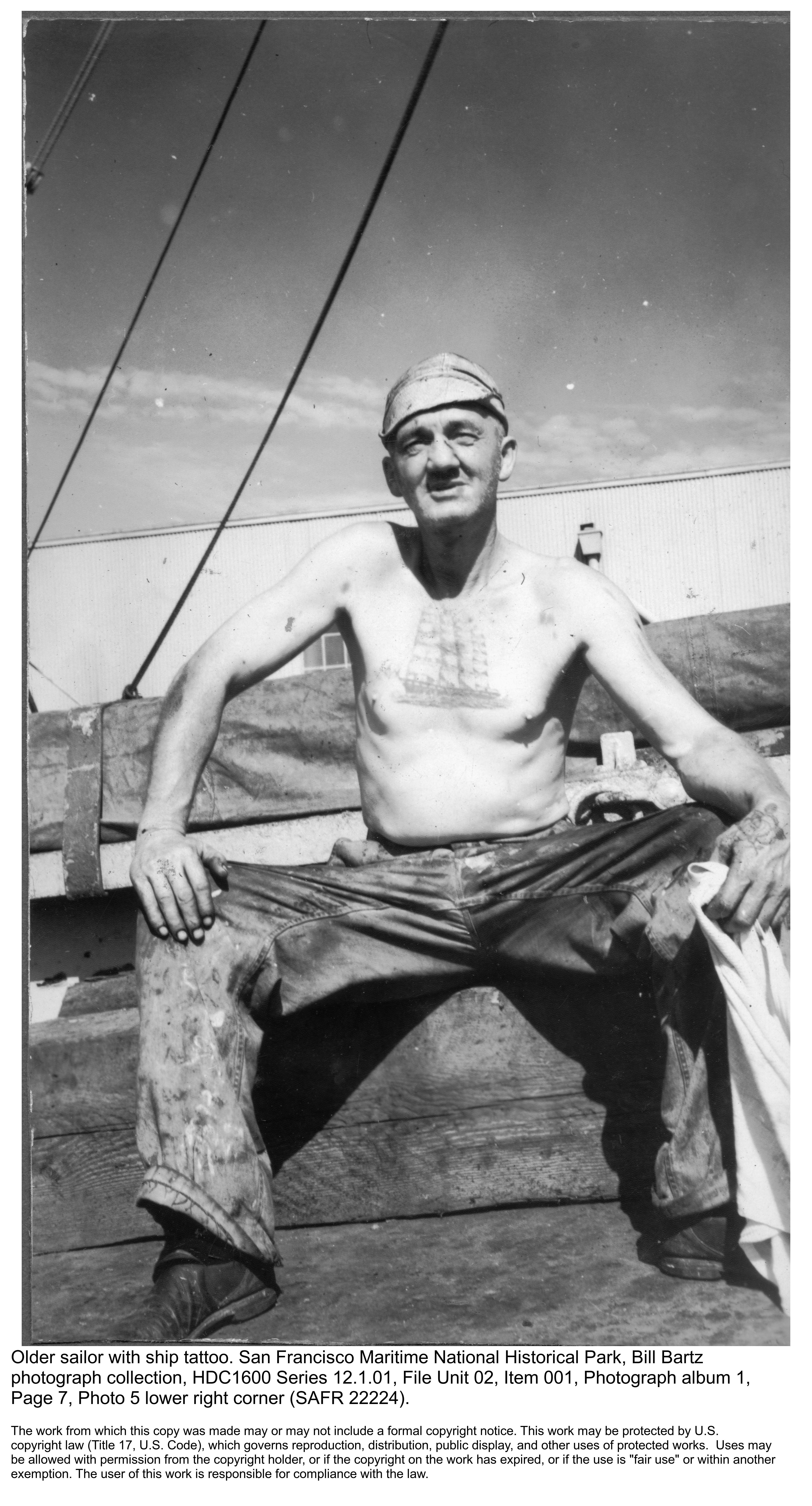 Old Sailor with Ship Tattoo