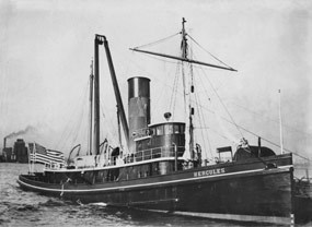 The steamship Hercules was built in 1907 in Camden, New Jersey.
