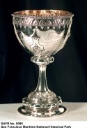 Silver chalice with engraving and surface decorations