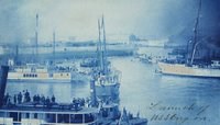 Cyanotype print of the USS Oregon launching ceremony, 26 October 1893. (P79-072.23p)