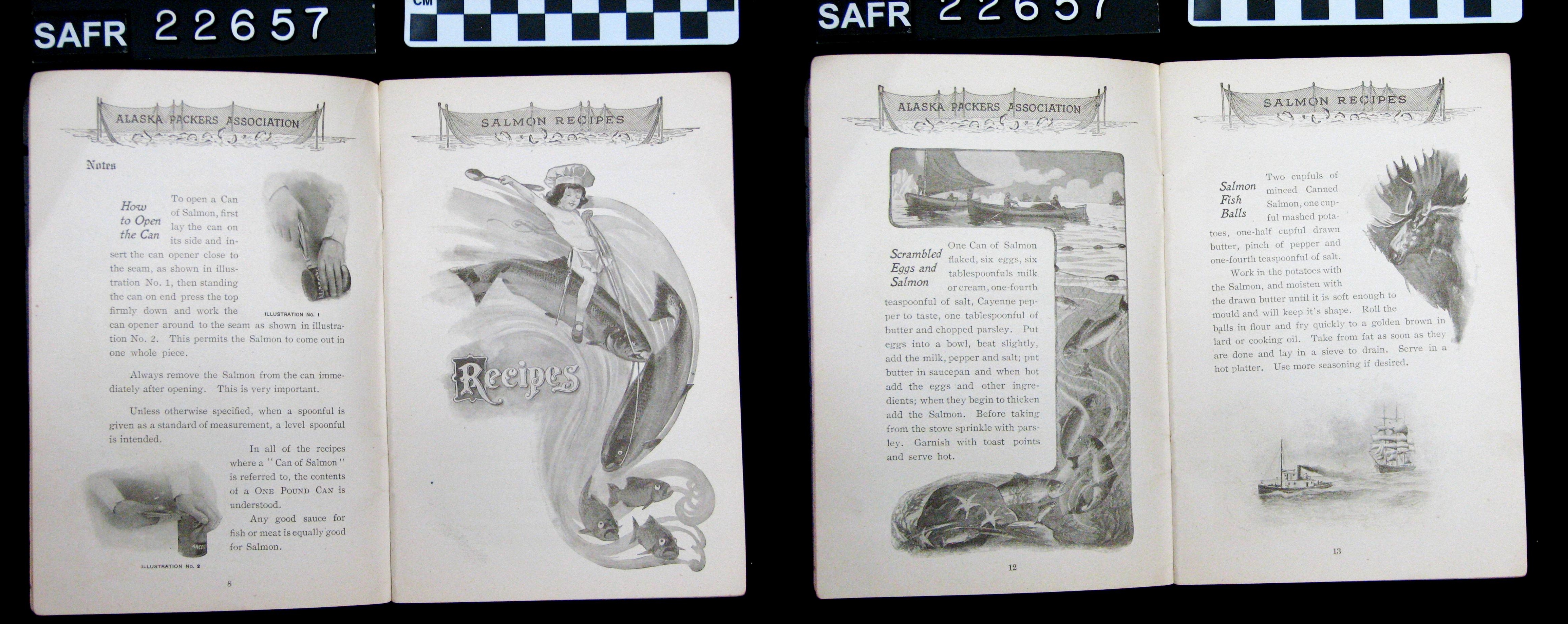 How to Cook and Eat Canned Salmon cookbook page spreads (SAFR 22657)