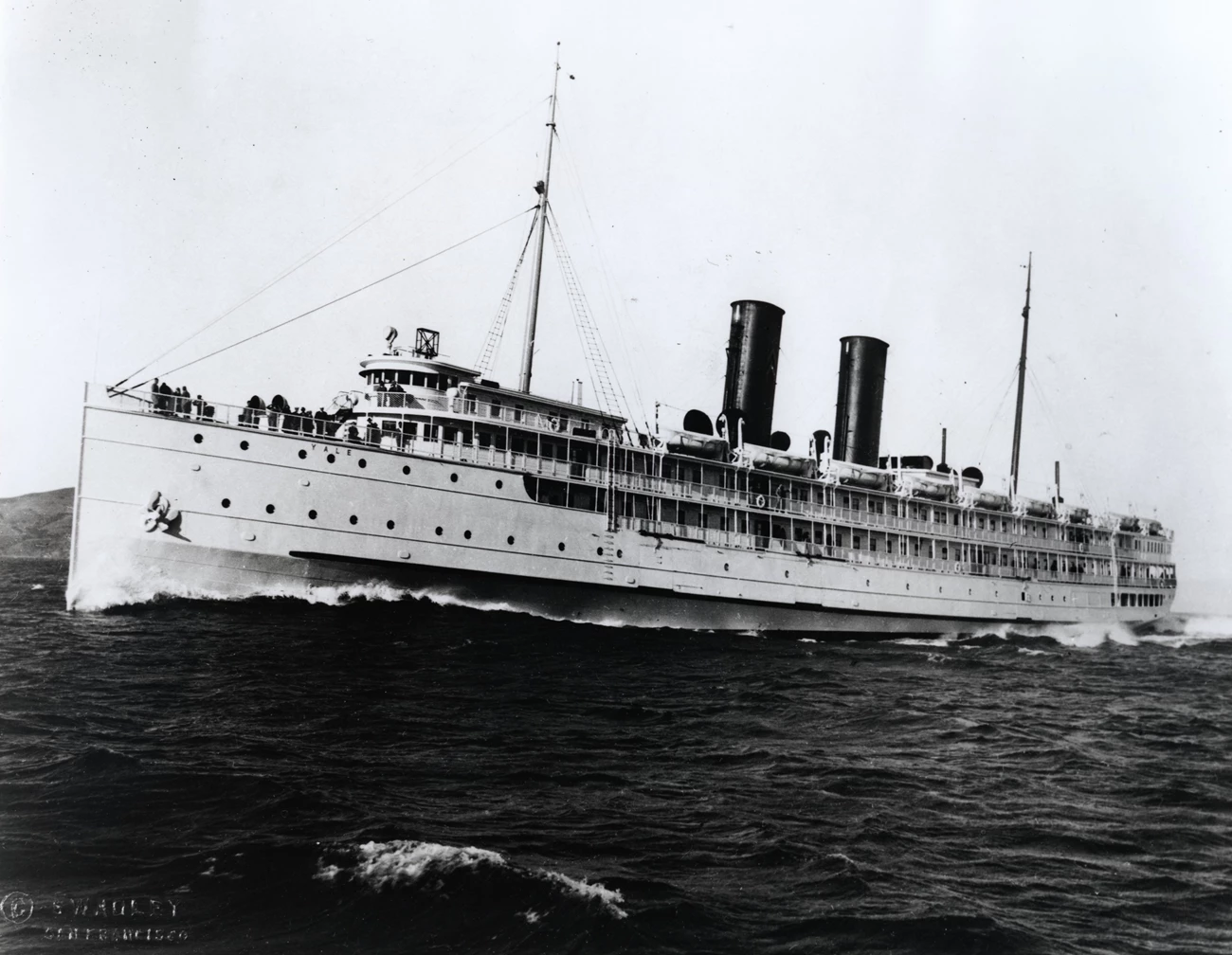 A coastal steam liner moving through the water.