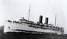 A steam coastal liner moving through the water.