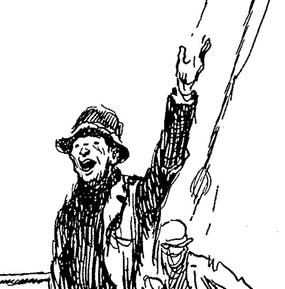Drawing of waiving sailor from Gordon Grant's Sail Ho