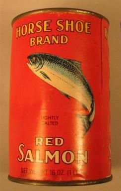 Can of Horse Shoe Brand red salmon (SAFR 21955)