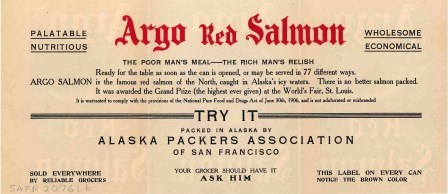 Argo Red Salmon advertising label, back (SAFR 20761b)