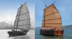 The Grace Quan and a historic image of a shrimp junk taken in the 1880s.