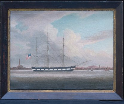An oil painting of a sailing vessel/\. An oil painting of a sailing vessel/\.