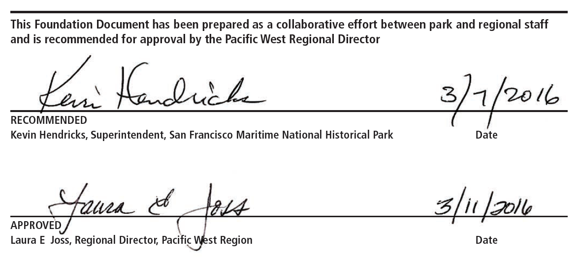 Signatures of Superintendent Kevin Hendricks and Regional Director Laura E. Joss