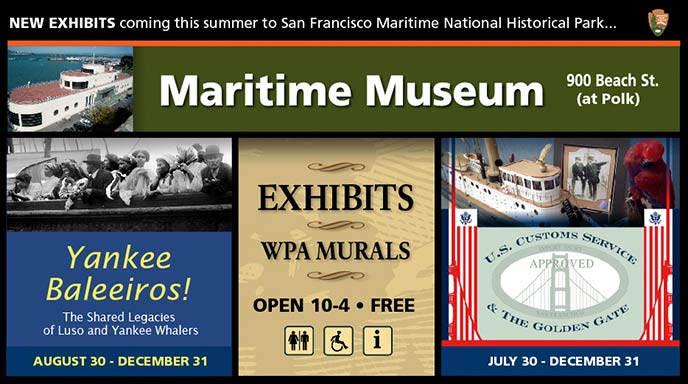A colorful collage of words and images about whaling and the Customs Service.