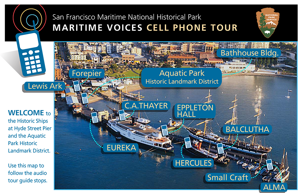Guide by Cell Audio Tour on Hyde Street Pier Map