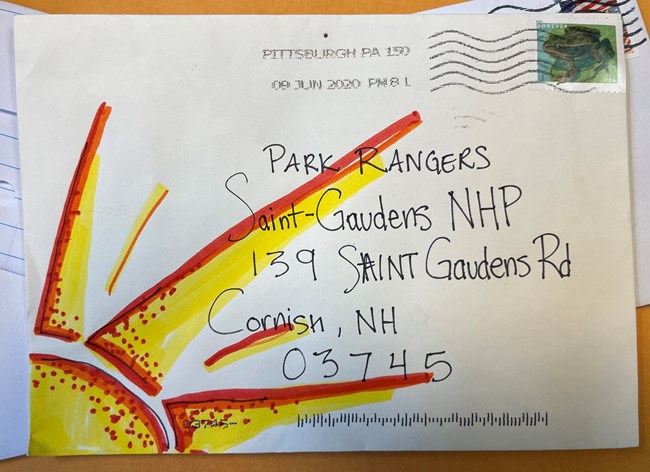 decorated letter addressed to park rangers