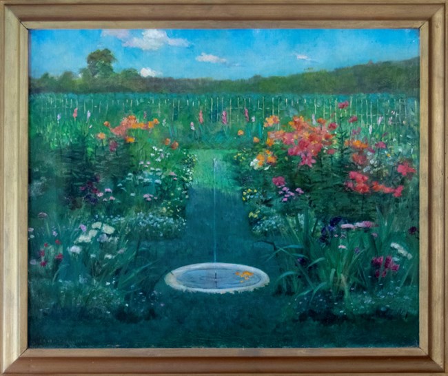 SAGA 1567 Prellwitz painting of flower garden in bloom