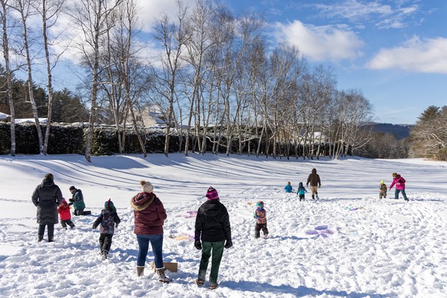 enjoying the snow at the park