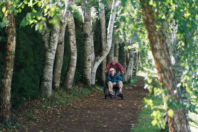 two people on path