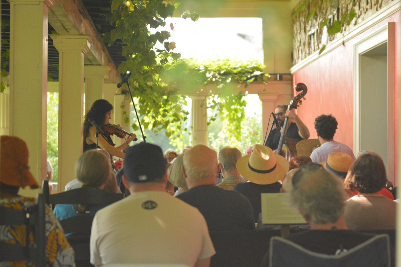 violinist and bassist perform