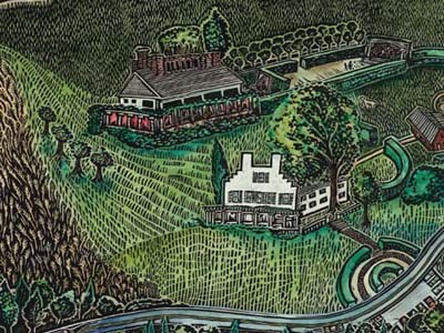 Drawing of SAGA grounds aerial view SAGA Summer Brochure 400x300